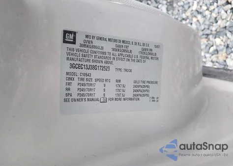 2008 Chevrolet Silverado 1500 Lt2 z USA, uszkodzony, nr VIN 3GCEC13J38G172523